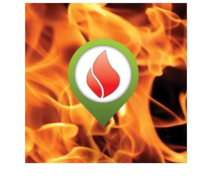 Fire background with place marker fire symbol