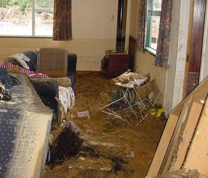 Mud and water flooded in a home 